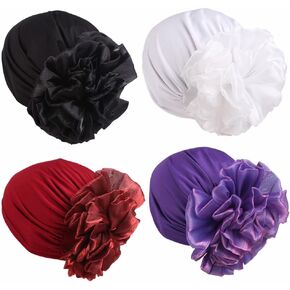 Women Stretch Flower Turban Hats Chemo Beanies Headwrap Headscarf Hair Loss Cover