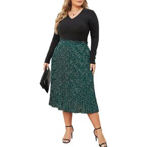 فستان Byinns النسائي ذو المقاس الكبير المرقعة وأكمام طويلة ورقبة على شكل حرف V فستان للمدرسين مطبوع للعمل فساتين متوسطة الطول كاجوال in Kuwait