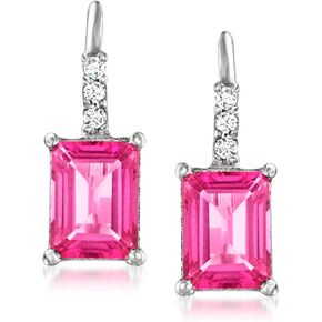 Ross-Simons 3.80 ct. t.w. Pink and White Topaz Drop Earrings in Sterling Silver
