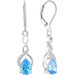 YL Dangle Drop Earrings 925 Sterling Silver Infinity Leverback Earrings Birthstone Jewelry Gifts for Women in Saudi Arabia