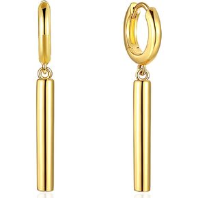Long Bar Dangle Earrings for Women | Sleek Bar Hoops | Simple Stick Charm Huggies