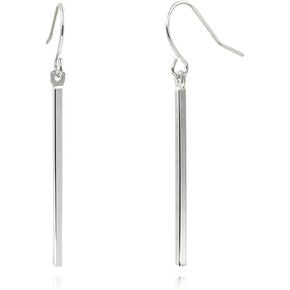 Long Silver Earrings 925 Sterling Silver Earrings for Women Dangle Silver Bar Earrings Minimalist Earrings Stick Drop Earrings for Women Trendy (Silver&Rose Gold)