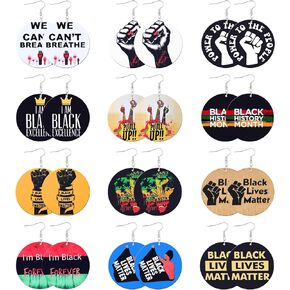Honsny African Wooden Earrings for Women Round Wooden Painted Ethnic Earrings Drop Dangle Earrings Set