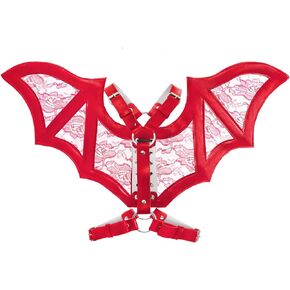 Daisy corsets womens Red/Red Faux Leather & Lace Wing HarnessLingerie