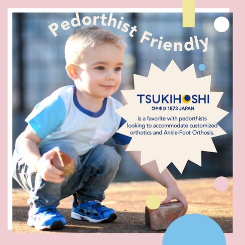 TSUKIHOSHI 3570 Storm Strap-Closure Machine-Washable Baby Sneaker Shoe with Wide Toe Box and Slip-Resistant, Non-Marking Outsole in Kuwait