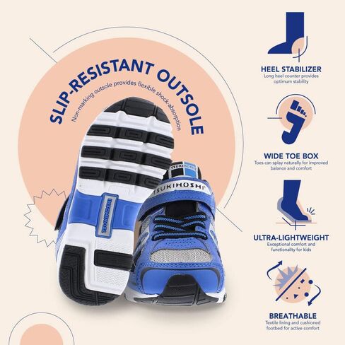 TSUKIHOSHI 3570 Storm Strap-Closure Machine-Washable Baby Sneaker Shoe with Wide Toe Box and Slip-Resistant, Non-Marking Outsole in Kuwait