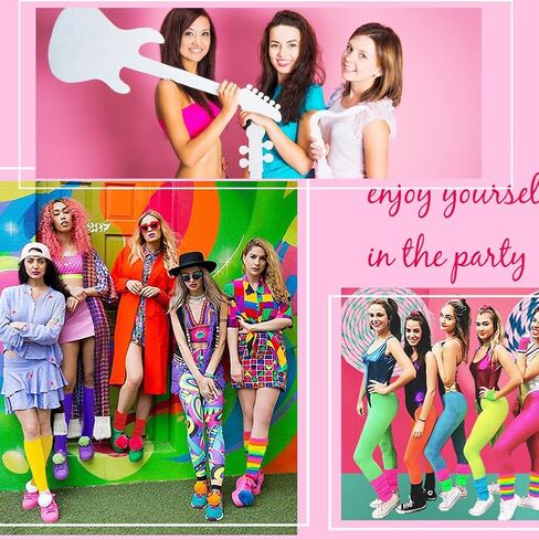 meioro قطعتان من تدفئة الساق للفتيات والنساء، جوارب ساق مضلعة نيون، جوارب تدفئة الساق للنساء، جوارب طويلة للحفلات، جوارب اليوغا حتى الركبة in Kuwait