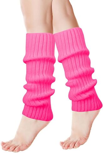 meioro قطعتان من تدفئة الساق للفتيات والنساء، جوارب ساق مضلعة نيون، جوارب تدفئة الساق للنساء، جوارب طويلة للحفلات، جوارب اليوغا حتى الركبة in Kuwait