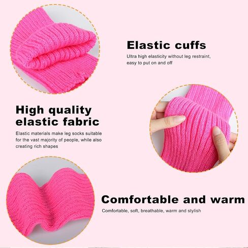 meioro قطعتان من تدفئة الساق للفتيات والنساء، جوارب ساق مضلعة نيون، جوارب تدفئة الساق للنساء، جوارب طويلة للحفلات، جوارب اليوغا حتى الركبة in Kuwait