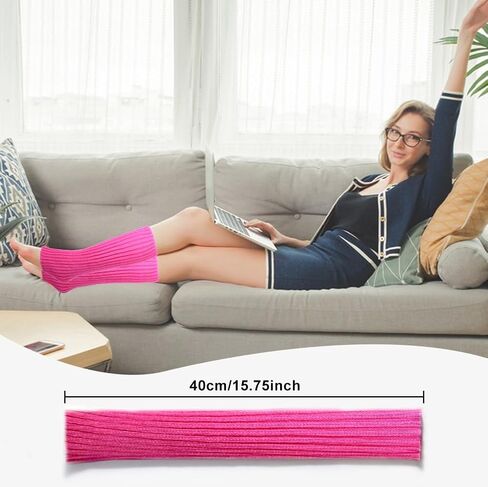 meioro قطعتان من تدفئة الساق للفتيات والنساء، جوارب ساق مضلعة نيون، جوارب تدفئة الساق للنساء، جوارب طويلة للحفلات، جوارب اليوغا حتى الركبة in Kuwait