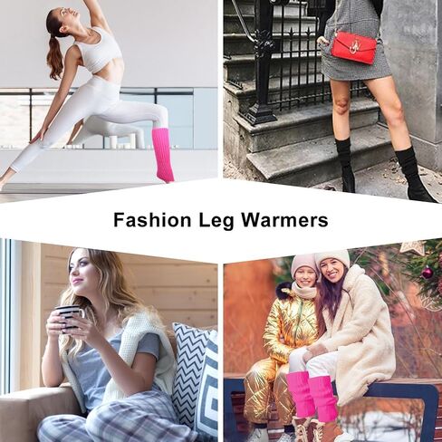 meioro قطعتان من تدفئة الساق للفتيات والنساء، جوارب ساق مضلعة نيون، جوارب تدفئة الساق للنساء، جوارب طويلة للحفلات، جوارب اليوغا حتى الركبة in Kuwait