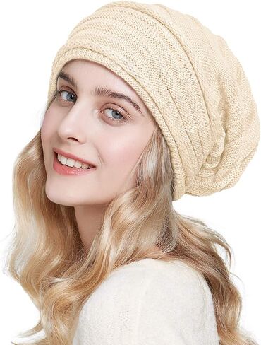 قبعات سوملر المتماسكة المترهلة للنساء قبعات شتوية دافئة كبيرة الحجم قبعة تزلج فضفاضة in Kuwait