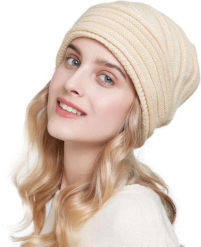 قبعات سوملر المتماسكة المترهلة للنساء قبعات شتوية دافئة كبيرة الحجم قبعة تزلج فضفاضة in Kuwait