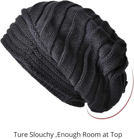 قبعات سوملر المتماسكة المترهلة للنساء قبعات شتوية دافئة كبيرة الحجم قبعة تزلج فضفاضة in Kuwait