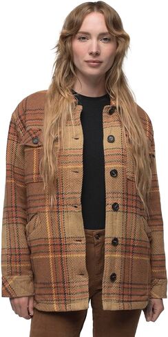prAna Lower Falls Flannel Jacket Embark Brown LG (Women's 10-12) in Saudi Arabia