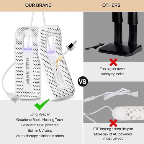 FIEESWARM Shoe Dryer and Deodorizer Portable Boot Dryer using USB Technology can Dry and Deodorize Cleats, Shoes, Work Boots, Ski Boots, Socks, Gloves and More, No Plugs Needed Great for Travel, in Kuwait