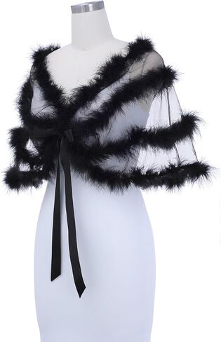 شالات وأغطية نسائية من EASEDAILY لفساتين السهرة، قبعة من الفرو لحفلات الزفاف، بوليرو شفاف للعروس ووصيفات العروس in Kuwait