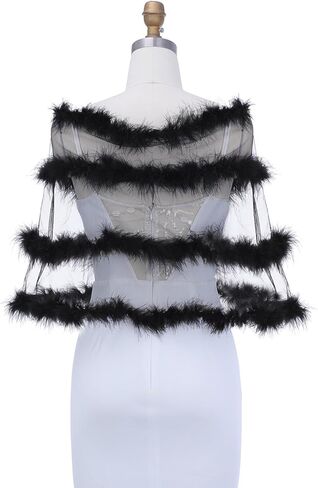 شالات وأغطية نسائية من EASEDAILY لفساتين السهرة، قبعة من الفرو لحفلات الزفاف، بوليرو شفاف للعروس ووصيفات العروس in Kuwait