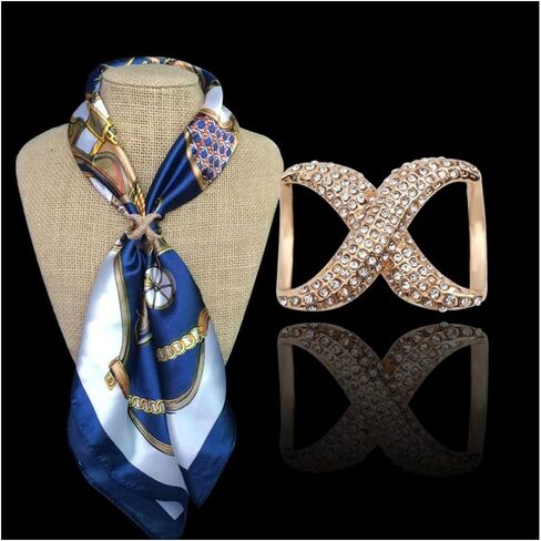 2 PCS Scarf Buckle Fashion Rhinestone Inlayed Scarf Ring Buckle Silk Scarf Clasp Clips Clothing Wrap Holder for Neckerchief Shawl in Kuwait