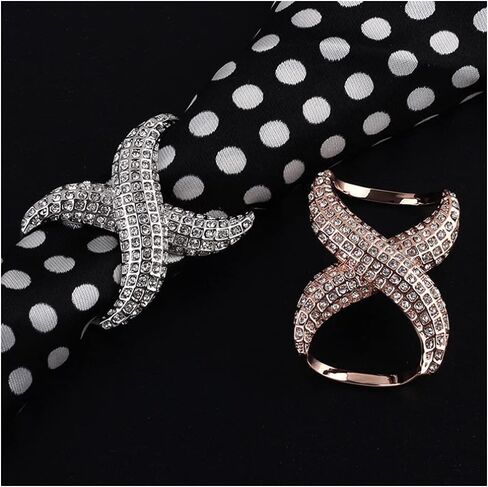 2 PCS Scarf Buckle Fashion Rhinestone Inlayed Scarf Ring Buckle Silk Scarf Clasp Clips Clothing Wrap Holder for Neckerchief Shawl in Kuwait