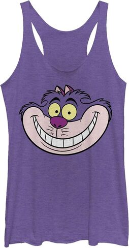 Disney Women's Alice in Wonderland Cheshire Cat Big Face Juniors Tri Blend Tank in Saudi Arabia