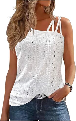 المرأة الباردة الكتف تانك القمم البقرة مجردة الرسم الجوف خارج القمم الصيف مثير من جانب واحد السباغيتي حزام تي شيرت كامي in Kuwait