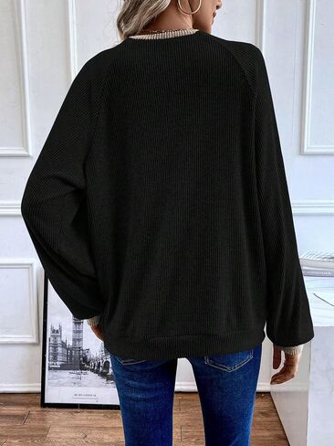 COZYEASE Women's Pullover Sweatshirt Long Raglan Sleeve Button V Neck Hooded Sweatshirt Tops Fall Outfits in Saudi Arabia
