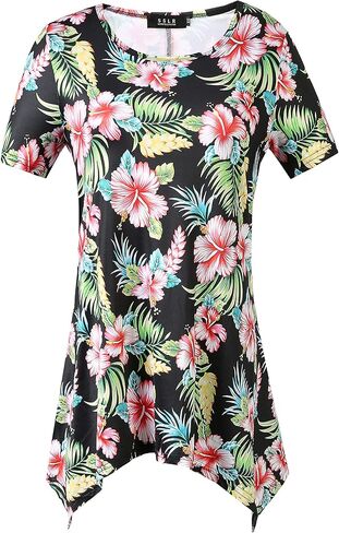 تي شيرت نسائي من SSLR مطبوع برقبة دائرية وأكمام قصيرة للنساء in Kuwait