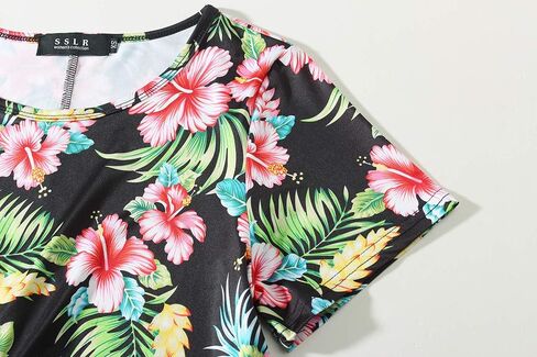 تي شيرت نسائي من SSLR مطبوع برقبة دائرية وأكمام قصيرة للنساء in Kuwait