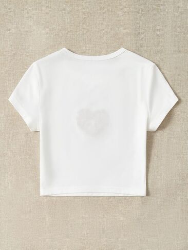 Floerns Women's Graphic Print Short Sleeve Round Neck Crop Tee in Saudi Arabia