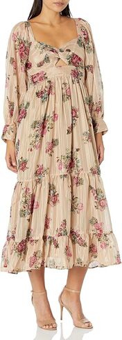 Angie Women's Long Sleeve Twist Front Keyhole Maxi Dress in Saudi Arabia