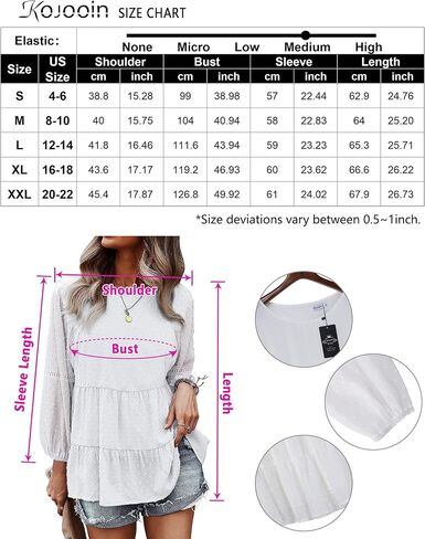 KOJOOIN Women's Chiffon Blouse Crochet Lace Puff Sleeve Babydoll Long Flowy Ruffle Shirts Loose Peplum Tops in Saudi Arabia
