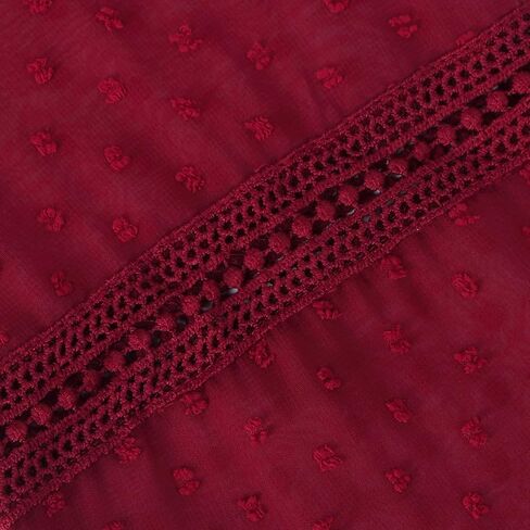 KOJOOIN Women's Chiffon Blouse Crochet Lace Puff Sleeve Babydoll Long Flowy Ruffle Shirts Loose Peplum Tops in Saudi Arabia