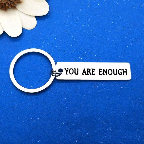 Inspirational Gift Encouragement Keychain You are Enough Keyring Mental Health Jewelry Depression Suicide Awareness Motivational Gifts for Teens Women Men Encouragement Gift for Friends Family Member in Saudi Arabia