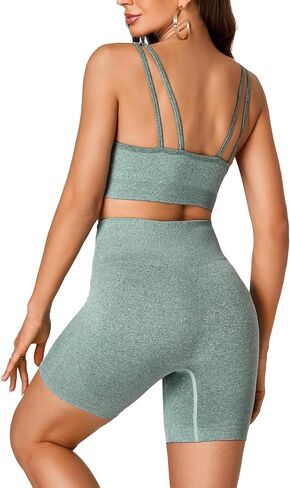 LYANER المرأة قطعتين ملابس تجريب بلا أكمام المحاصيل الأعلى و عالية الخصر Bodycon طماق السراويل اليوغا مجموعات in Saudi Arabia
