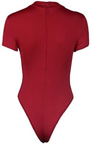 Doklens Womens Sexy Short Sleeve Zipper V-Neck Jumpsuit Stretchy Bodysuit Rompers Playsuit Bodycon Leotards in Saudi Arabia