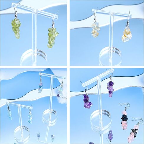 Sllaiss 12 Piars الفولاذ المقاوم للصدأ كريستال تتدلى الأقراط للنساء جمشت الكوارتز السترين الأحجار الكريمة انخفاض القرط مجموعة الطبيعية شفاء حجر القرط مجوهرات in Kuwait