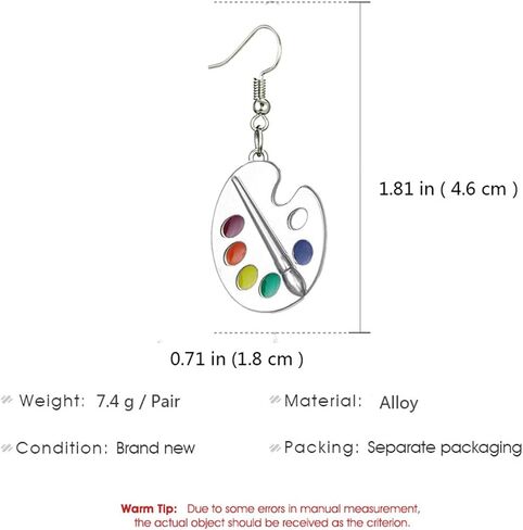 coadipress Artist Paint Palette and Paint Brush Earrings for Women Girls Unique Colorful Enamel Painter Artist Dangle Drop Art Paint Pallet Pendant Earrings Jewelry Gifts in Saudi Arabia
