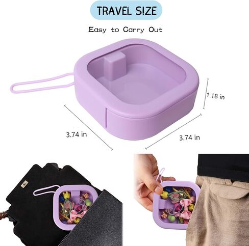 Gnjoyxuan Hair Tie Organizer, 2pcs Travel Qtip Cotton Swab Holder Dispenser with Lids, Jewelry Organizer Small Hanging Storage Case Box for Bathroom Vanity Dresser Decor (Purple) in Kuwait