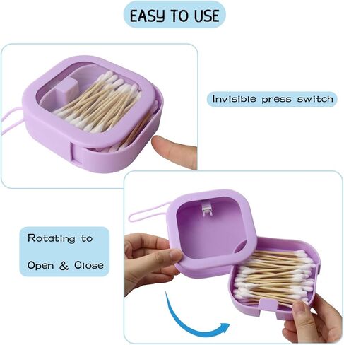 Gnjoyxuan Hair Tie Organizer, 2pcs Travel Qtip Cotton Swab Holder Dispenser with Lids, Jewelry Organizer Small Hanging Storage Case Box for Bathroom Vanity Dresser Decor (Purple) in Kuwait