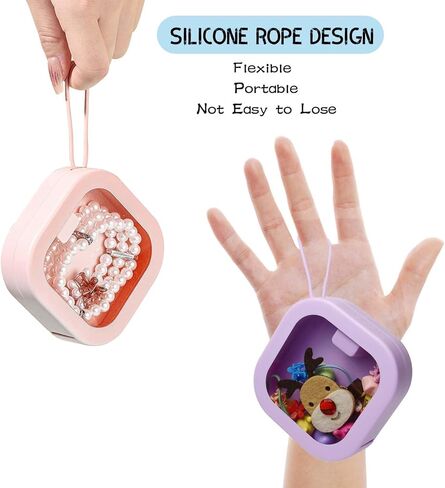 Gnjoyxuan Hair Tie Organizer, 2pcs Travel Qtip Cotton Swab Holder Dispenser with Lids, Jewelry Organizer Small Hanging Storage Case Box for Bathroom Vanity Dresser Decor (Purple) in Kuwait