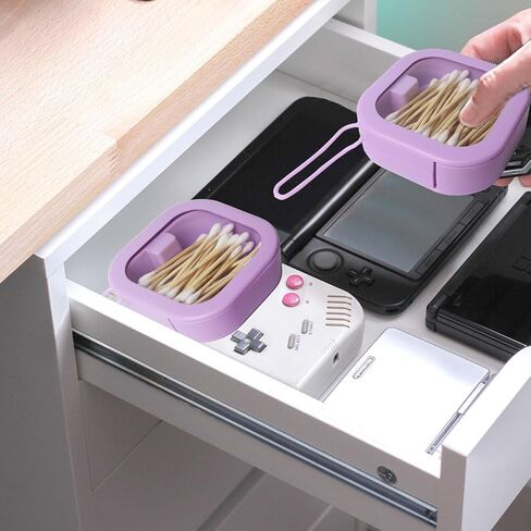 Gnjoyxuan Hair Tie Organizer, 2pcs Travel Qtip Cotton Swab Holder Dispenser with Lids, Jewelry Organizer Small Hanging Storage Case Box for Bathroom Vanity Dresser Decor (Purple) in Kuwait