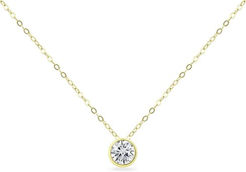 B. BRILLIANT Sterling Silver 0.50-3.85 Carat Round Cubic Zirconia 5-10mm Bezel Set CZ Choker Solitaire Dainty Necklace for Women Girls with Jewelry Gift Box in Kuwait