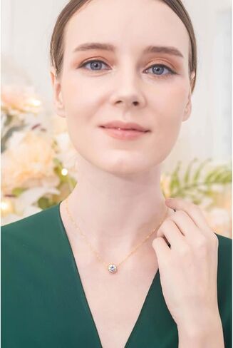 B. BRILLIANT Sterling Silver 0.50-3.85 Carat Round Cubic Zirconia 5-10mm Bezel Set CZ Choker Solitaire Dainty Necklace for Women Girls with Jewelry Gift Box in Kuwait