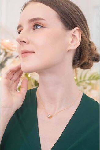 B. BRILLIANT Sterling Silver 0.50-3.85 Carat Round Cubic Zirconia 5-10mm Bezel Set CZ Choker Solitaire Dainty Necklace for Women Girls with Jewelry Gift Box in Kuwait