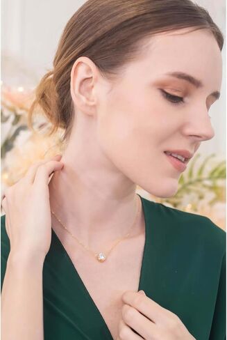 B. BRILLIANT Sterling Silver 0.50-3.85 Carat Round Cubic Zirconia 5-10mm Bezel Set CZ Choker Solitaire Dainty Necklace for Women Girls with Jewelry Gift Box in Kuwait