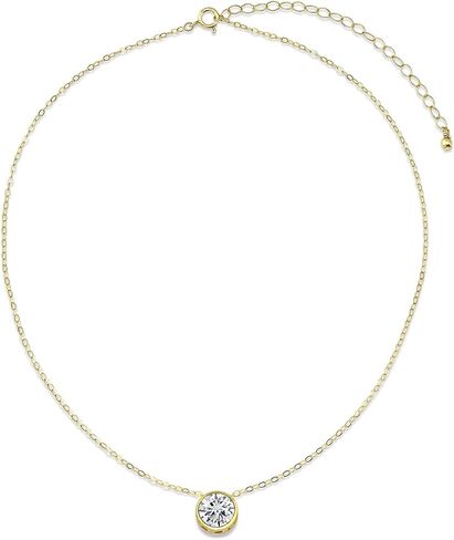 B. BRILLIANT Sterling Silver 0.50-3.85 Carat Round Cubic Zirconia 5-10mm Bezel Set CZ Choker Solitaire Dainty Necklace for Women Girls with Jewelry Gift Box in Kuwait