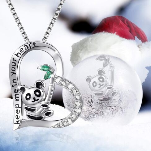 Panda Necklace for Women, Keep Me in Your Heart 925 Sterling Silver Cute Animal Love Heart Pendant Necklace for Women Girls Birthday Gifts in Saudi Arabia