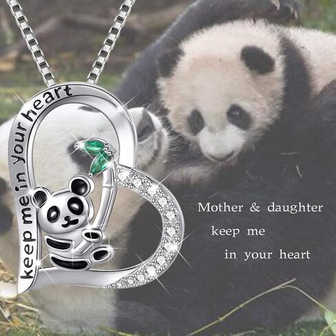 Panda Necklace for Women, Keep Me in Your Heart 925 Sterling Silver Cute Animal Love Heart Pendant Necklace for Women Girls Birthday Gifts in Saudi Arabia