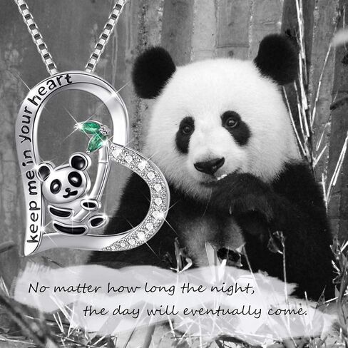 Panda Necklace for Women, Keep Me in Your Heart 925 Sterling Silver Cute Animal Love Heart Pendant Necklace for Women Girls Birthday Gifts in Saudi Arabia